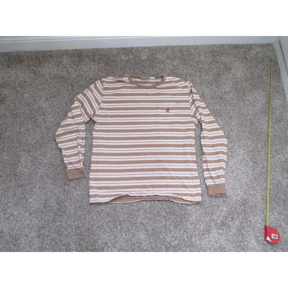 Vintage 90s Gramicci Striped T-Shirt S Beach Cali Skate Punk L Yellow